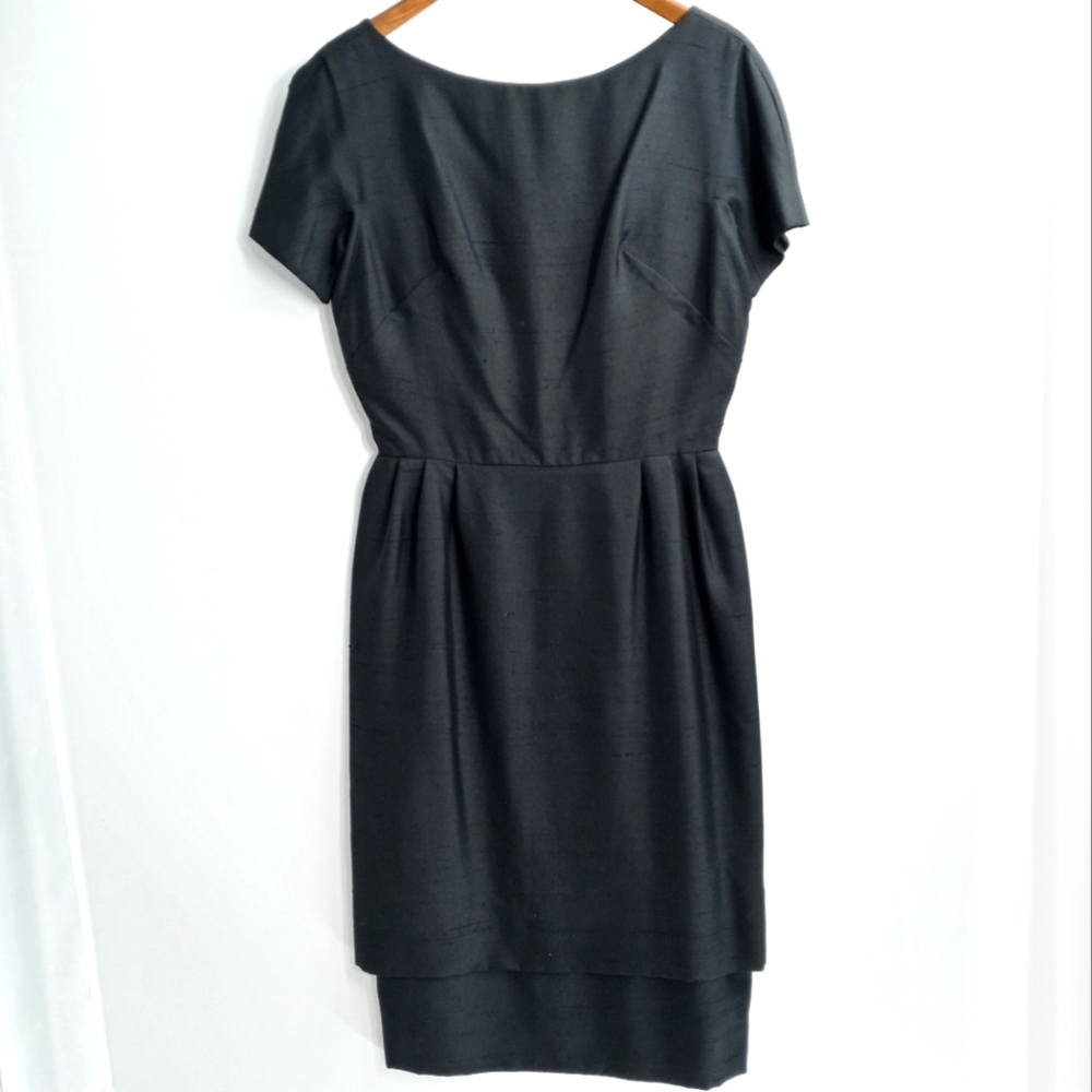 Bonwit Teller Vintage 50's Black Silk‎ Cocktail Dress